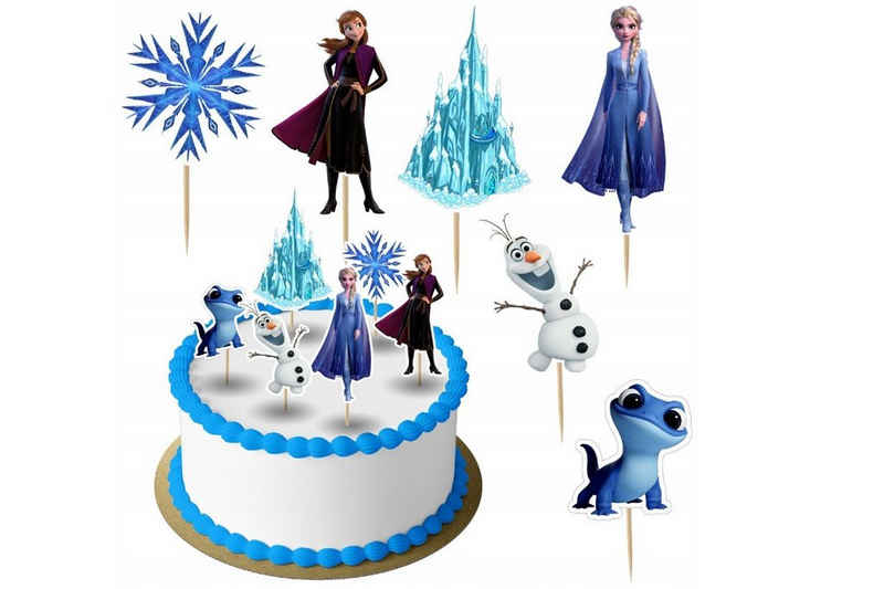 Festivalartikel Tortenstecker Elsa Frozen Anna Topper Set 6 Stk Geburstag Torten Deko Kuchen Junge