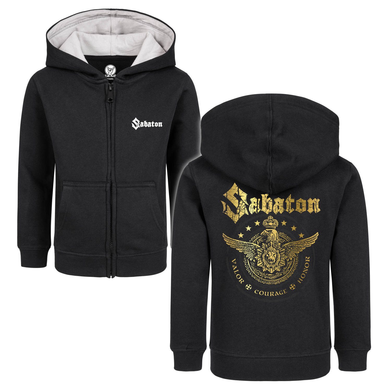 Kapuzensweatjacke mit Sabaton (Wings of Glory) Aufdruck für Kinder von 2–14 Jahren