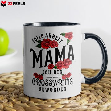 22Feels Tasse Mama Geschenk Muttertag Mutter Geburtstag Kaffee Frauen Weihnachten, Keramik, Made in Germany, Spülmaschinenfest, Zweifarbig