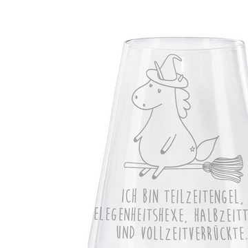 Mr. & Mrs. Panda Weißweinglas Einhorn Hexe - Transparent - Geschenk, Weißwein Glas, Unicorn, Weißwe, Premium Glas, Liebevoll gestaltet
