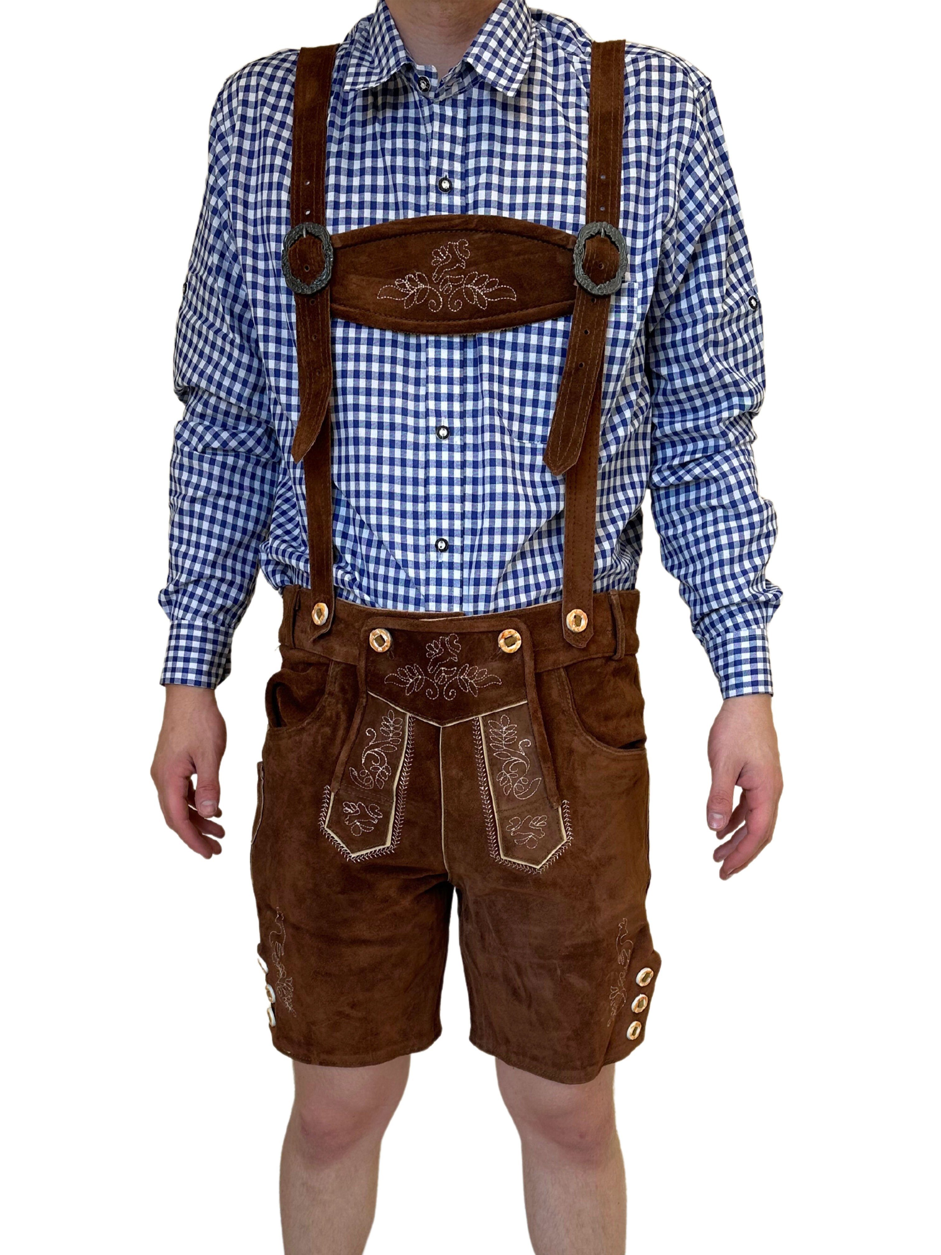 Dretaild Trachtenlederhose Herren Lederhose Tracht Kurz mit Hosenträgern günstig online kaufen