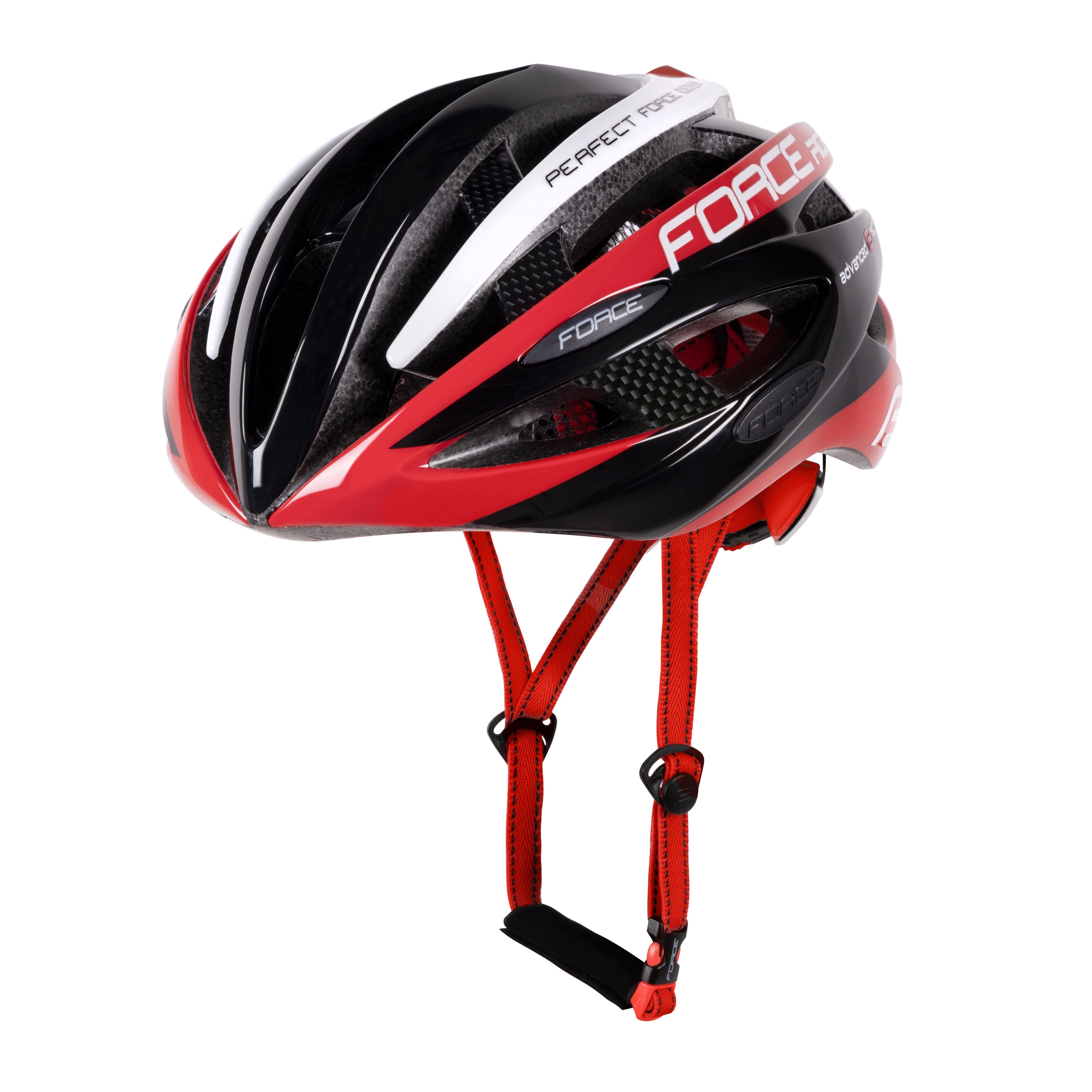 Fahrradhelm Helm FORCE ROAD schwarzrot und weiß S - M %%%