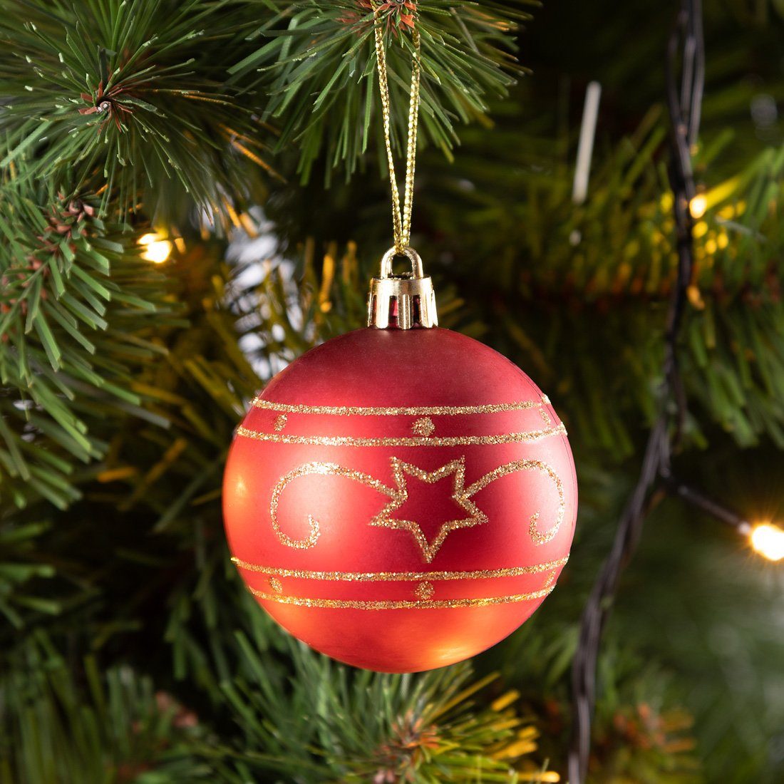 Christbaumkugeln St), tlg ∅ Weihnachtsbaumkugel glitzernd matt glänzend Casaria Rot 24 (24 6cm
