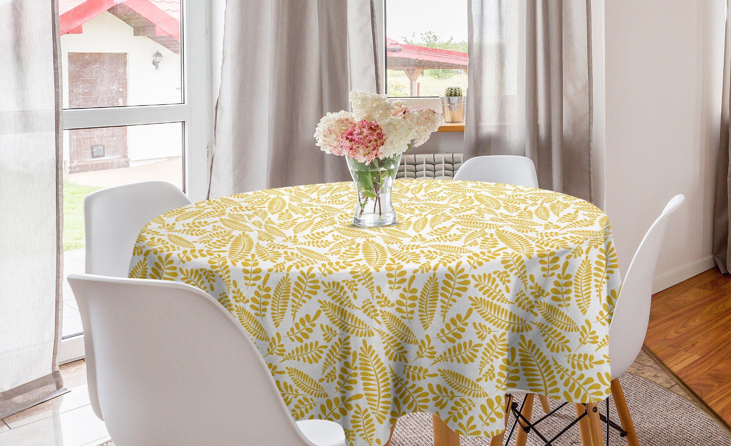 Abakuhaus Tischdecke Kreis Tischdecke Abdeckung für Esszimmer Küche Dekoration, Blumen Laurel Leaf Zweige Muster