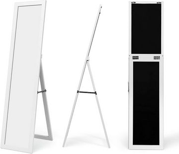 KOMFOTTEU Ganzkörperspiegel 2 in 1 Standspiegel, mit Holzrahmen, 147 x 29 cm