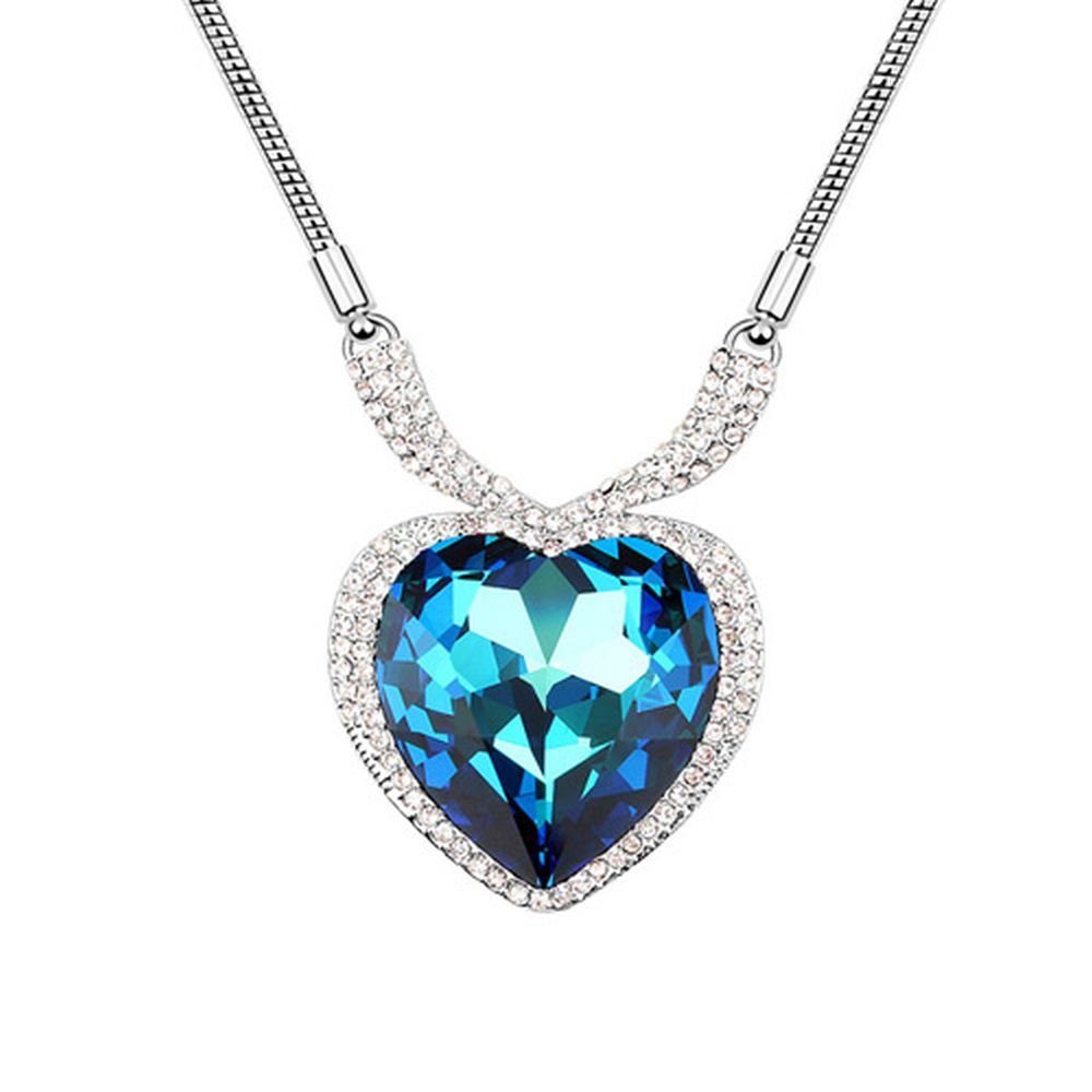 Ketten-Set Kette Blue Heart Silber aus Messing Damen