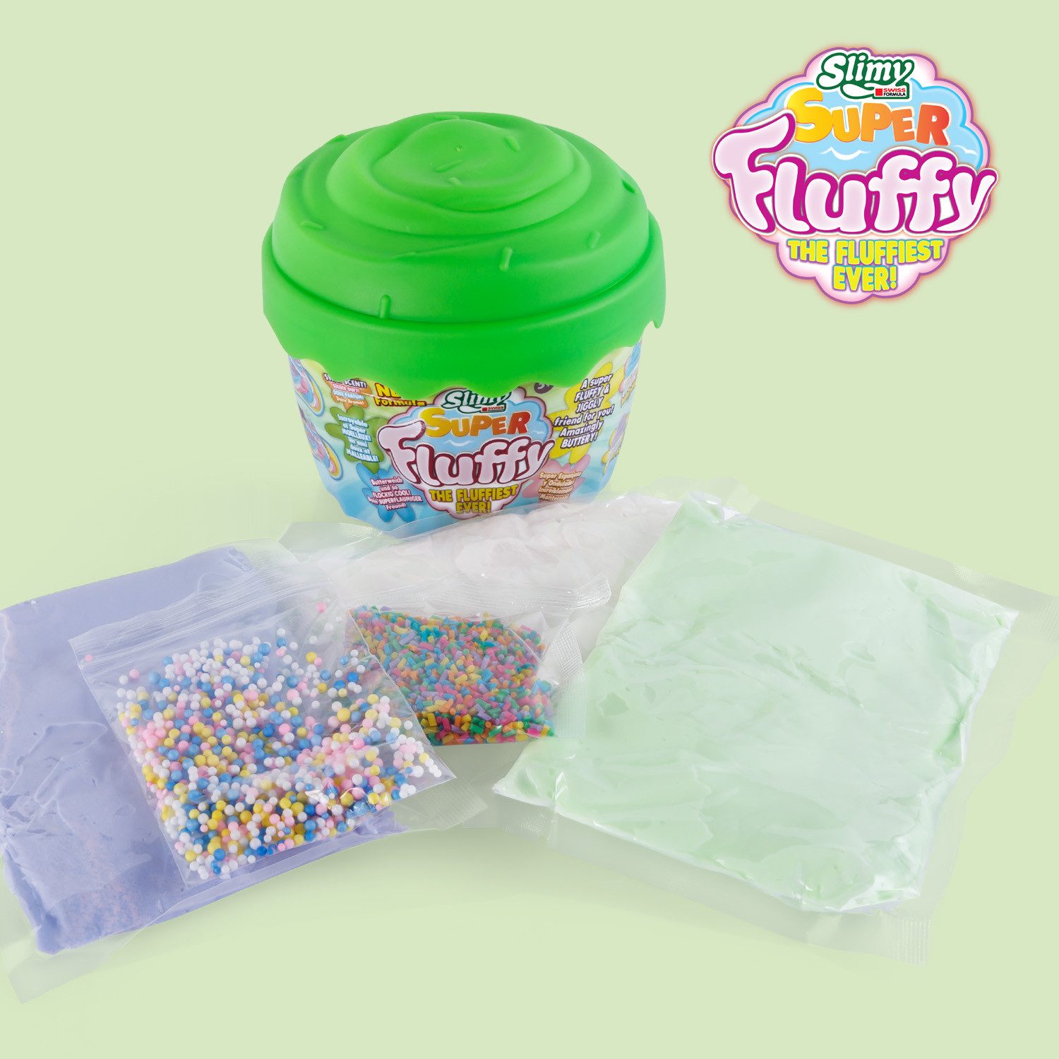 Slimy® Knete Super Fluffy 300g Spielmasse im Cupcake Becher (1-tlg), Der flaumigste Original Slimy Slime, lustig duftende Schleim-Knete!