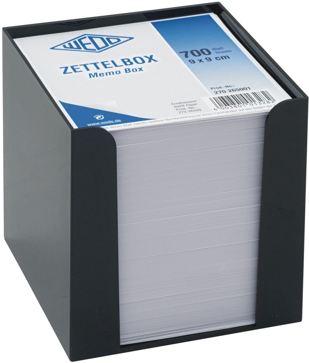 WEDO Notizzettel Zettelbox 9,5x9,5cm schwarz