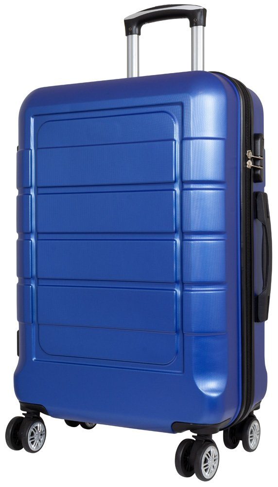 Trendyshop365 Koffer Como 4 Farben, 4 Rollen, mittelgroßer Trolley, Hartschale, Zahlenschloss, Zwillingsrollen blau