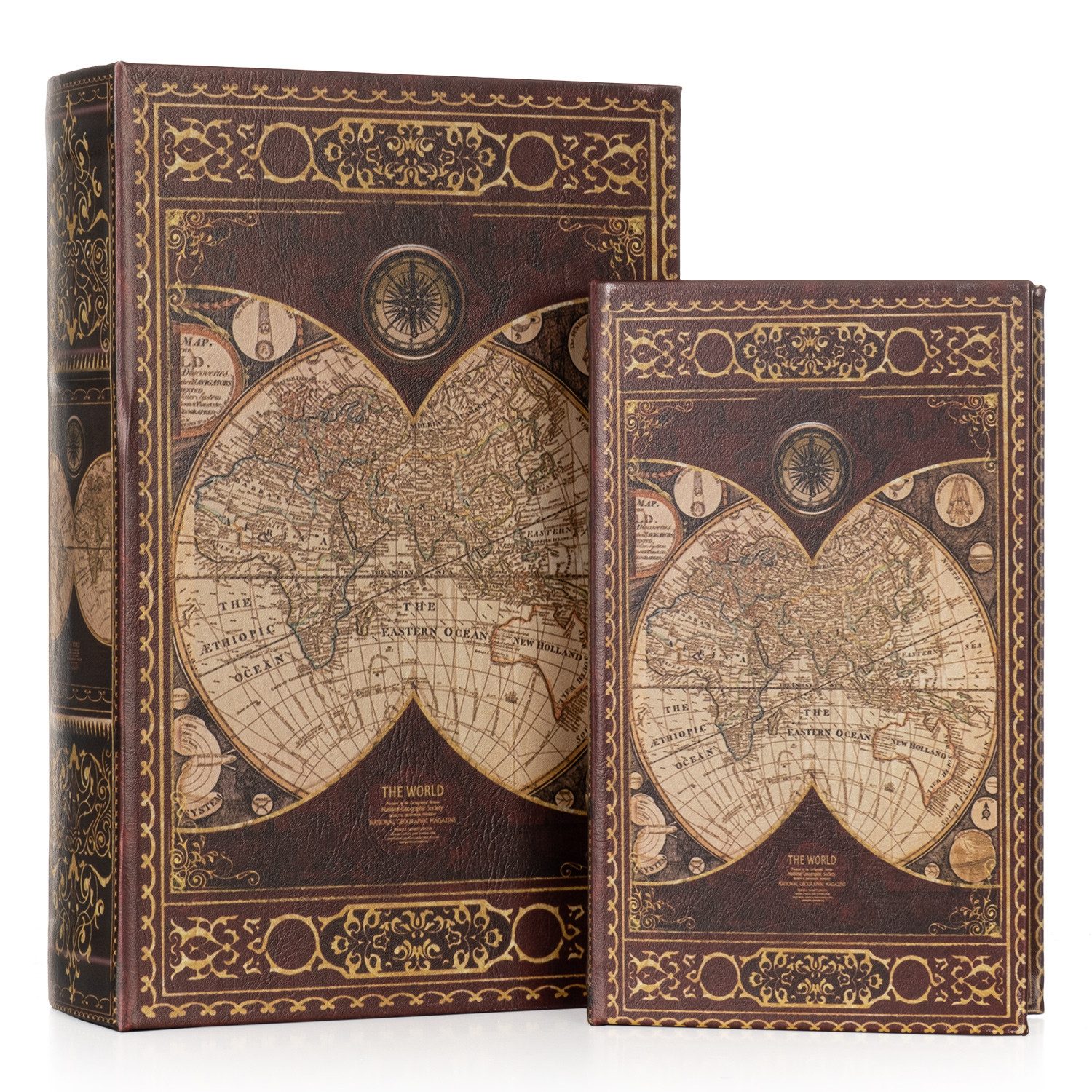 Moritz Etui Buchhüllen Set Weltkarte 18. Jhdt. 2-teilig mit Geheimfach