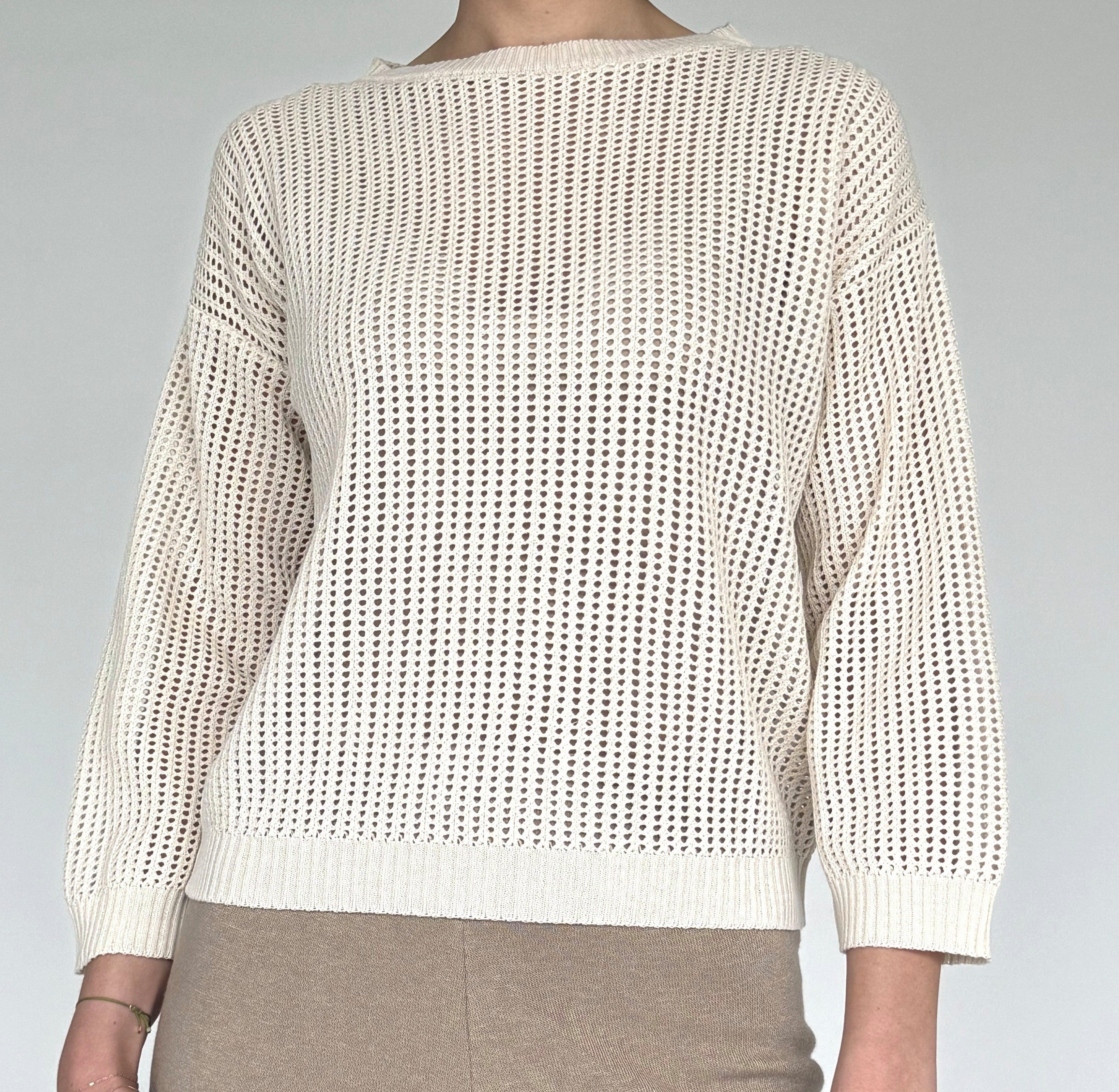 Zuckerwatte Ajourpullover in sommerlicher mit Langarm günstig online kaufen