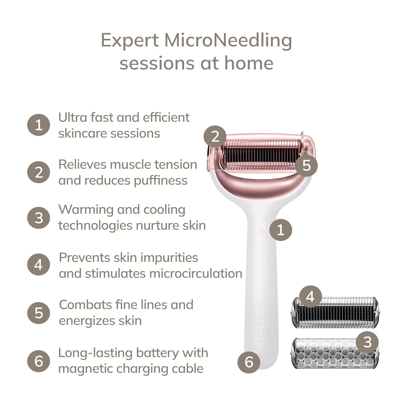 GESKE German Beauty Tech Dermaroller SmartAppGuided™ MicroNeedle Face & Body Roller 8 in 1 – Elektrischer, Beauty-Set, Geräte-Set, Pflege-Set, Kosmetikgeräte-Set, Komplettset, Beauty-Gerät mit Zubehör, Starter-Set, SmartAppGuided™ Technologie, elektrisches Beauty-Device