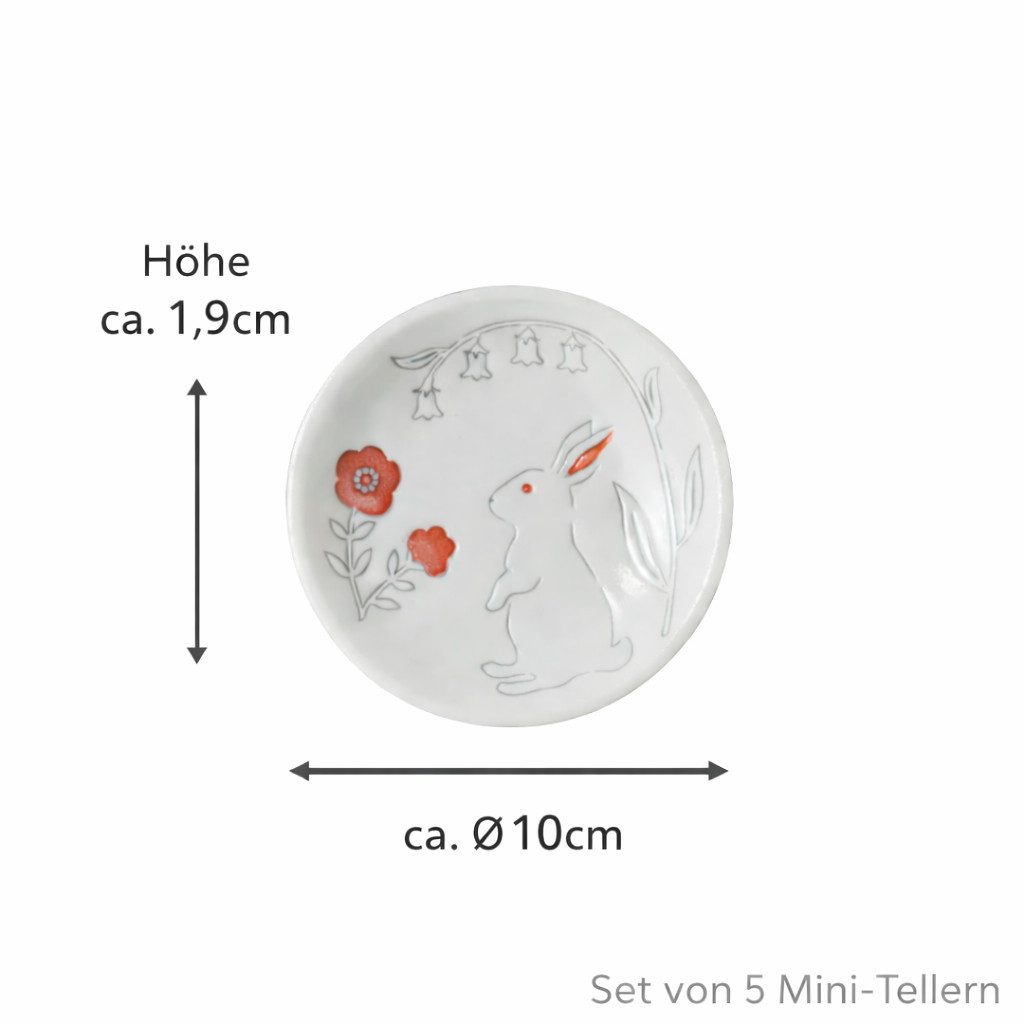 Ogura Ceramics Geschirr-Set Duftender Blumengarten, Set mit 5 Mini-Tellern im Geschenkbox (5-tlg)