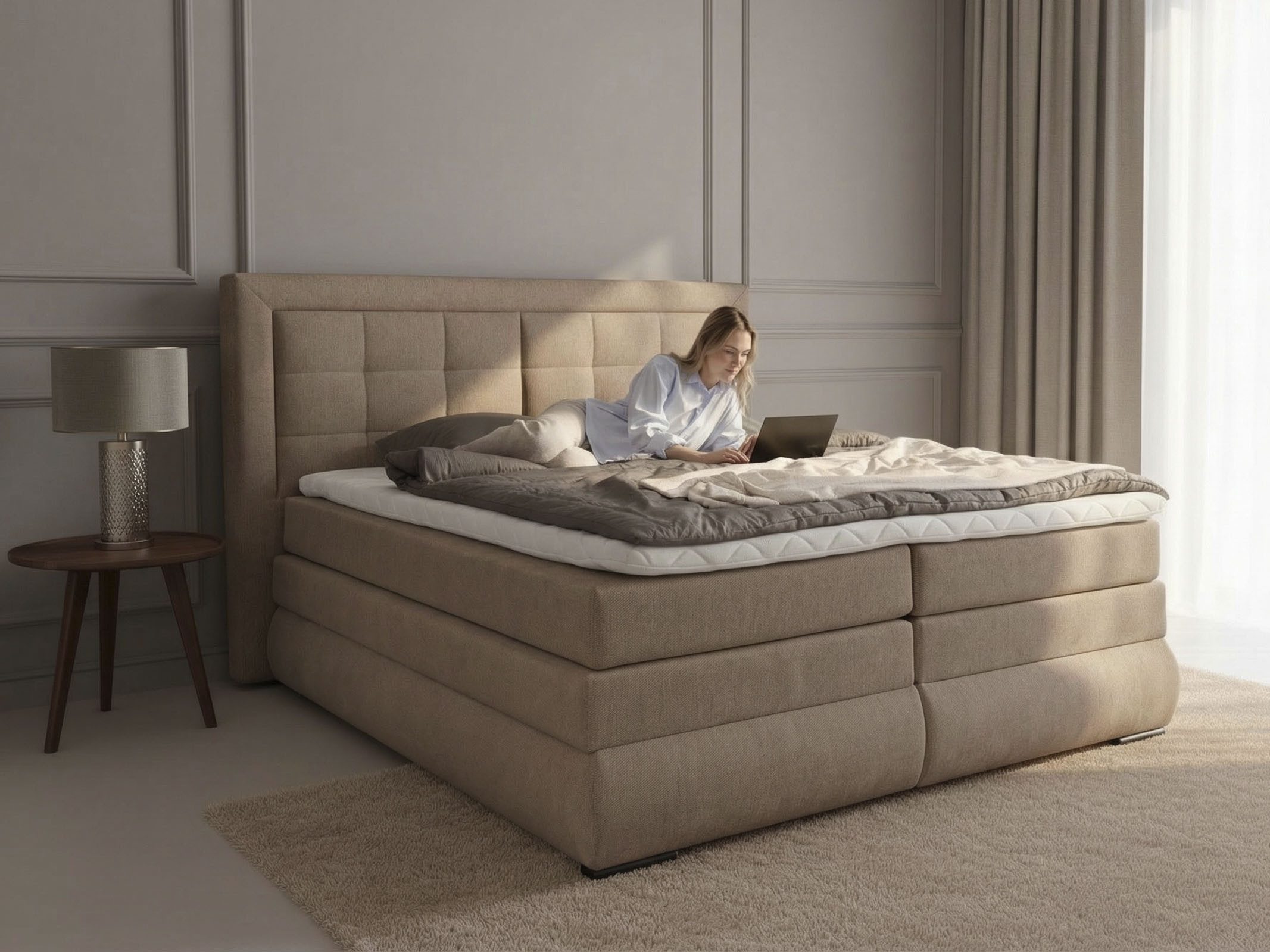 OTTO home Boxspringbett MIVVA inkl. Bettkasten und Topper, Komfortliegehöhe: 67 cm, in H3, H4 oder Hmix H3/H4, wahlweise mit oder ohne LED-Leuchten