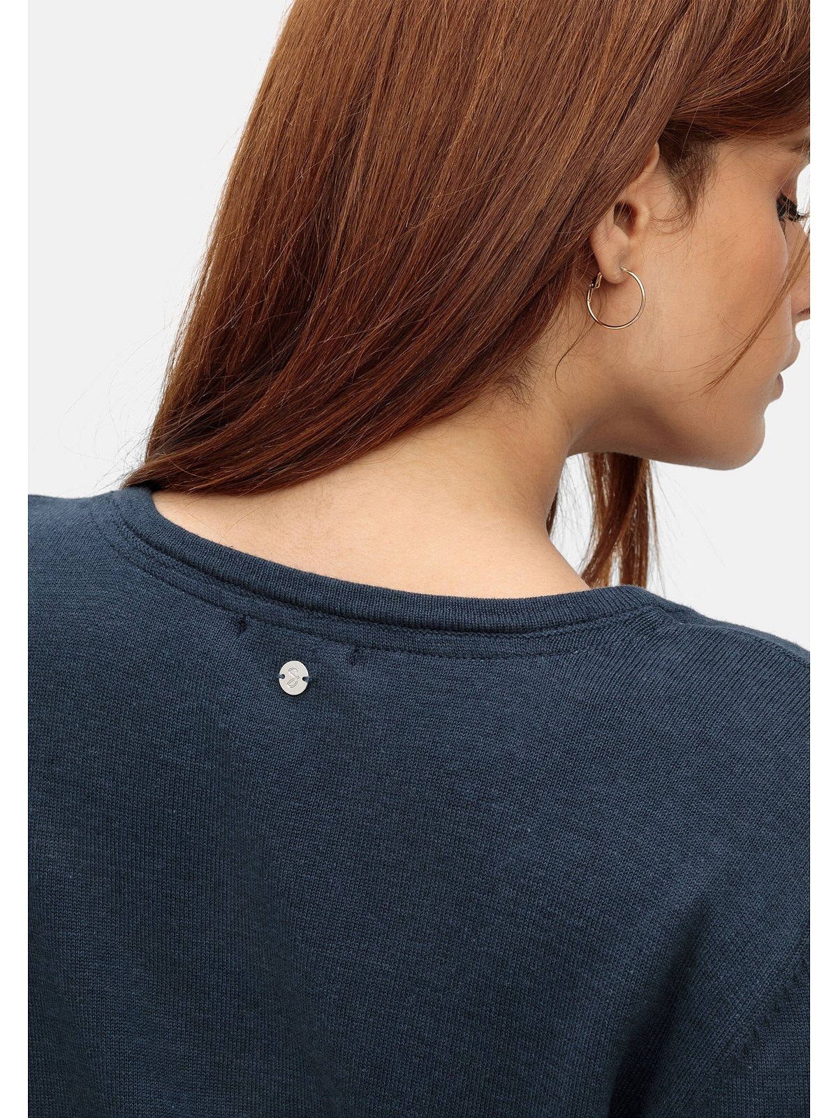 V-Ausschnitt, Größen mit V-Ausschnitt-Pullover nachtblau Große in Passform Sheego Petite