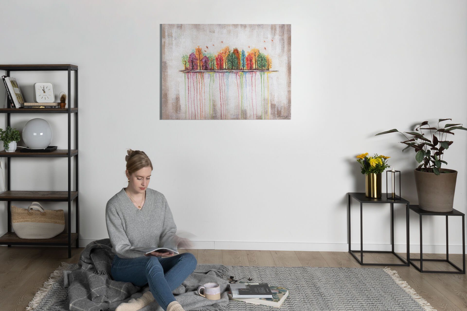 Wohnzimmer Spirit Wandbild cm, Leinwandbild Gemälde Buoyant KUNSTLOFT HANDGEMALT 100x75 100%