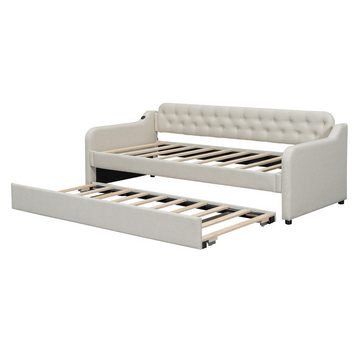 MODFU Schlafsofa Tagesbett, mit ausziehbares Rollbett, USB-Anschluss, 90*200cm, ohne Matratze