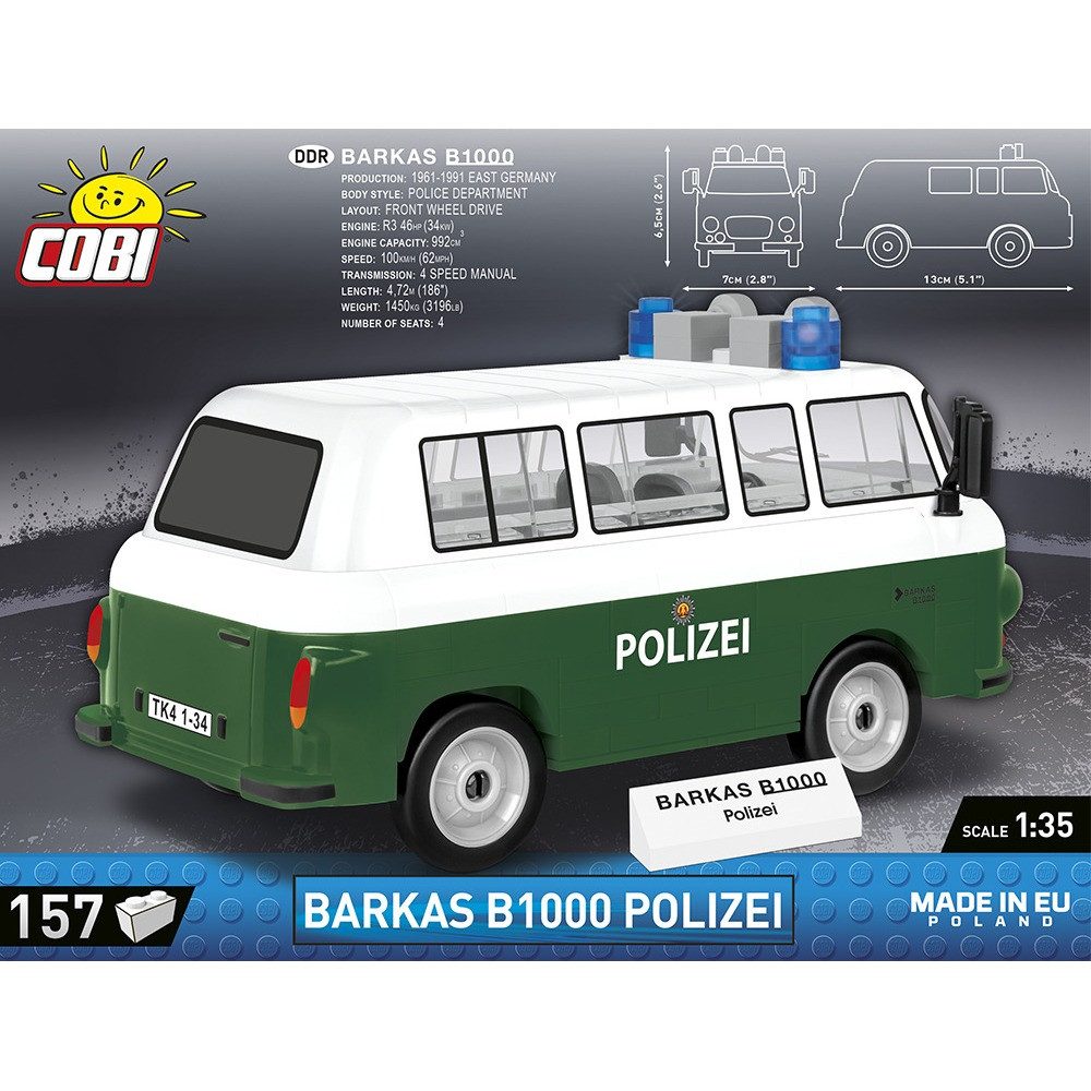 COBI Weihnachtsbaumkugel Bausatz Barkas B1000 Polizei grün/weiß 1:35 – Bild 5 von 5