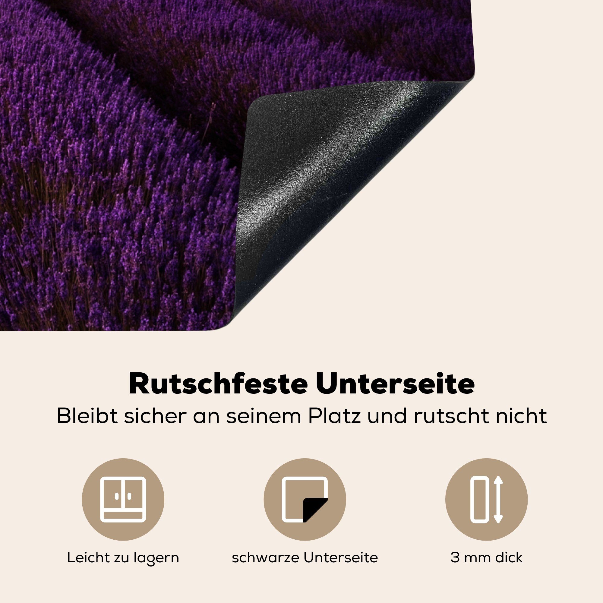MuchoWow Herdblende-/Abdeckplatte Lavendel - für küche, Baum Induktionskochfeld (1 Schutz tlg), cm, die Ceranfeldabdeckung Vinyl, 81x52 - Lila