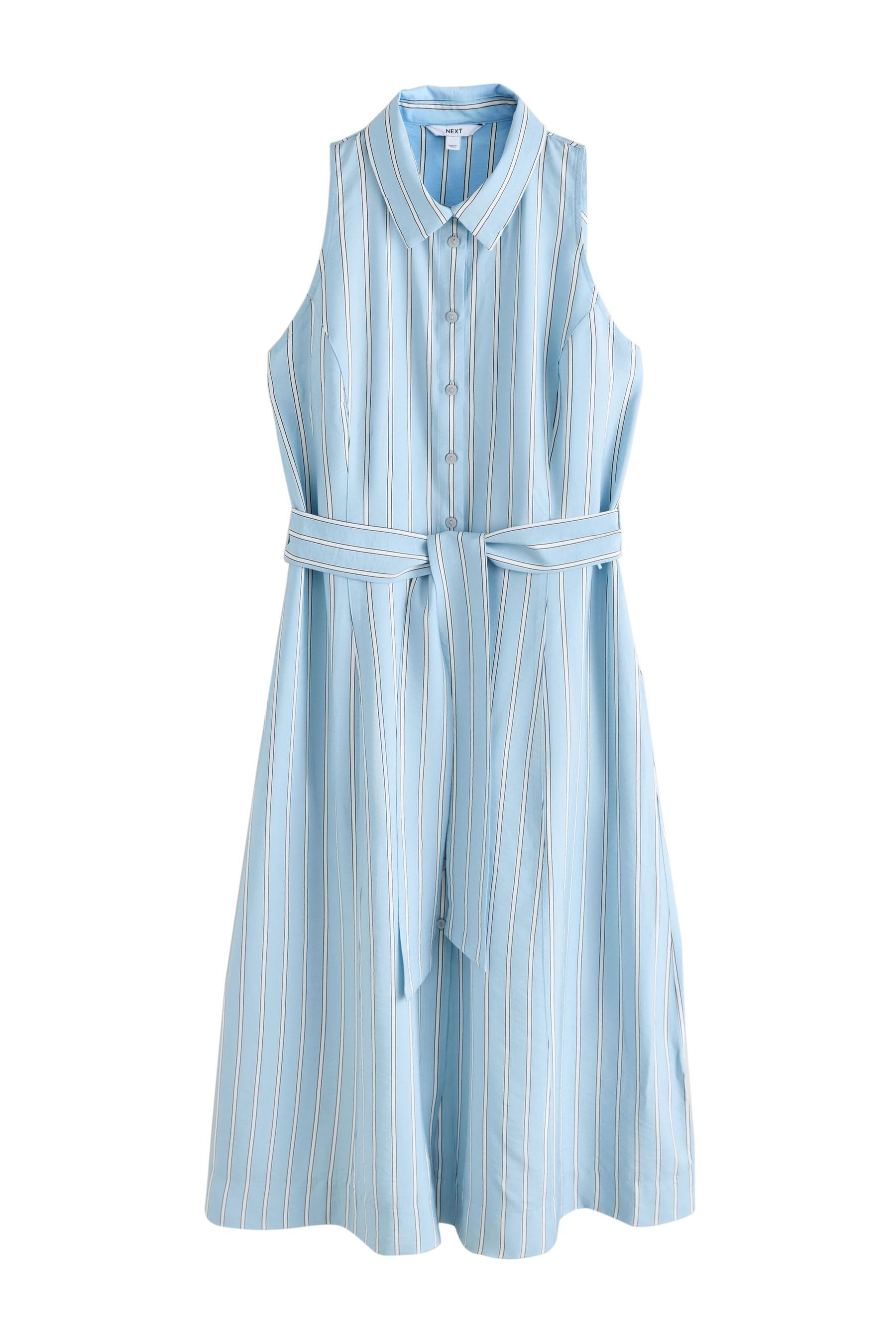 Midikleid Neckholder-Hemdkleid in Midilänge mit Gürtel