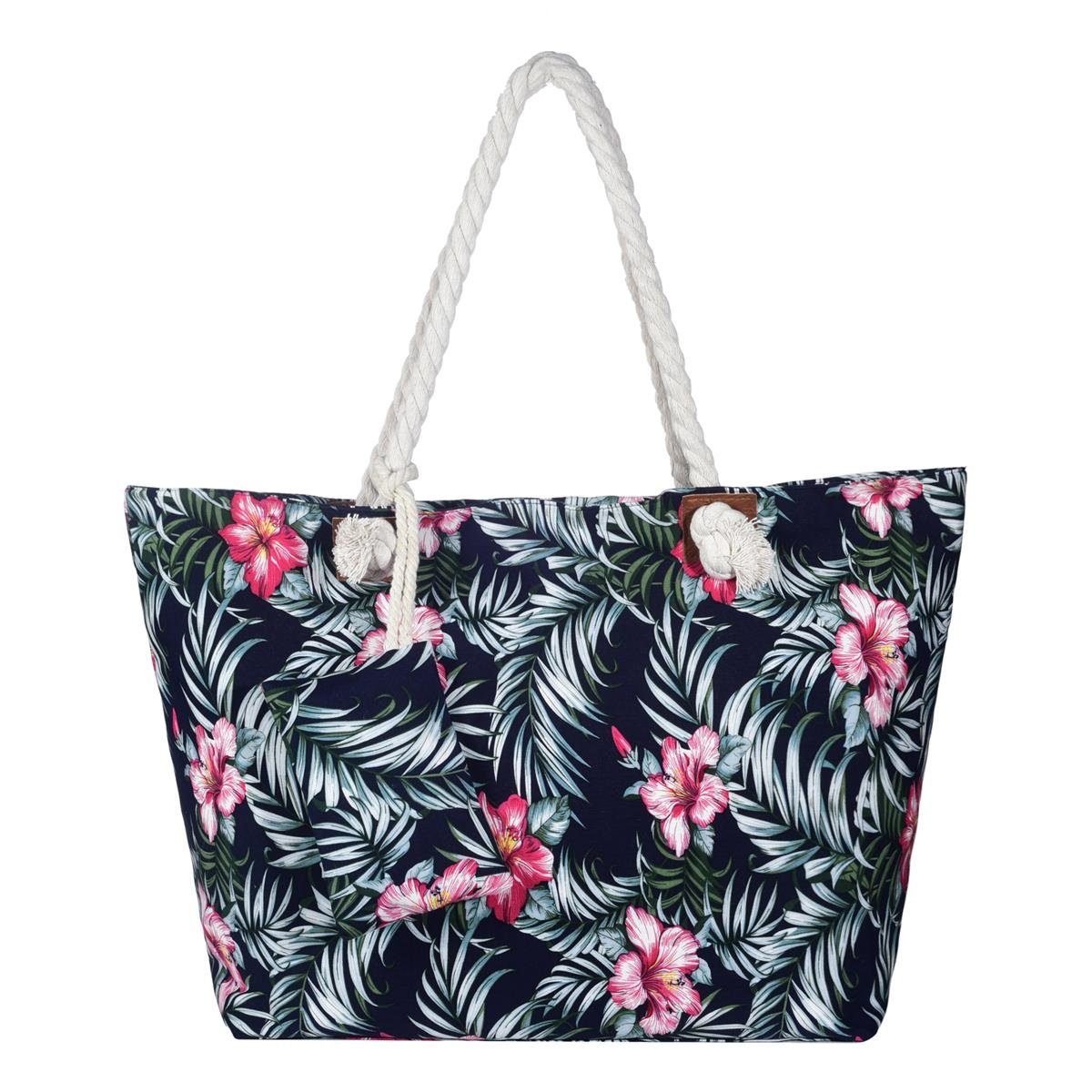DonDon Strandtasche Shopper Schultertasche Beach Style (2-tlg), Große Strandtasche, mit Reißverschluss, tolle Motive sunshine Flower