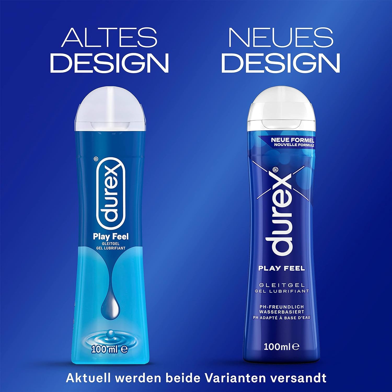 durex Gleitgel Play Feel- Wasserbasiertes Gleitmittel für angenehme Gleitfähigkeit, 100ml, 1-tlg., sanft & pH-freundlich