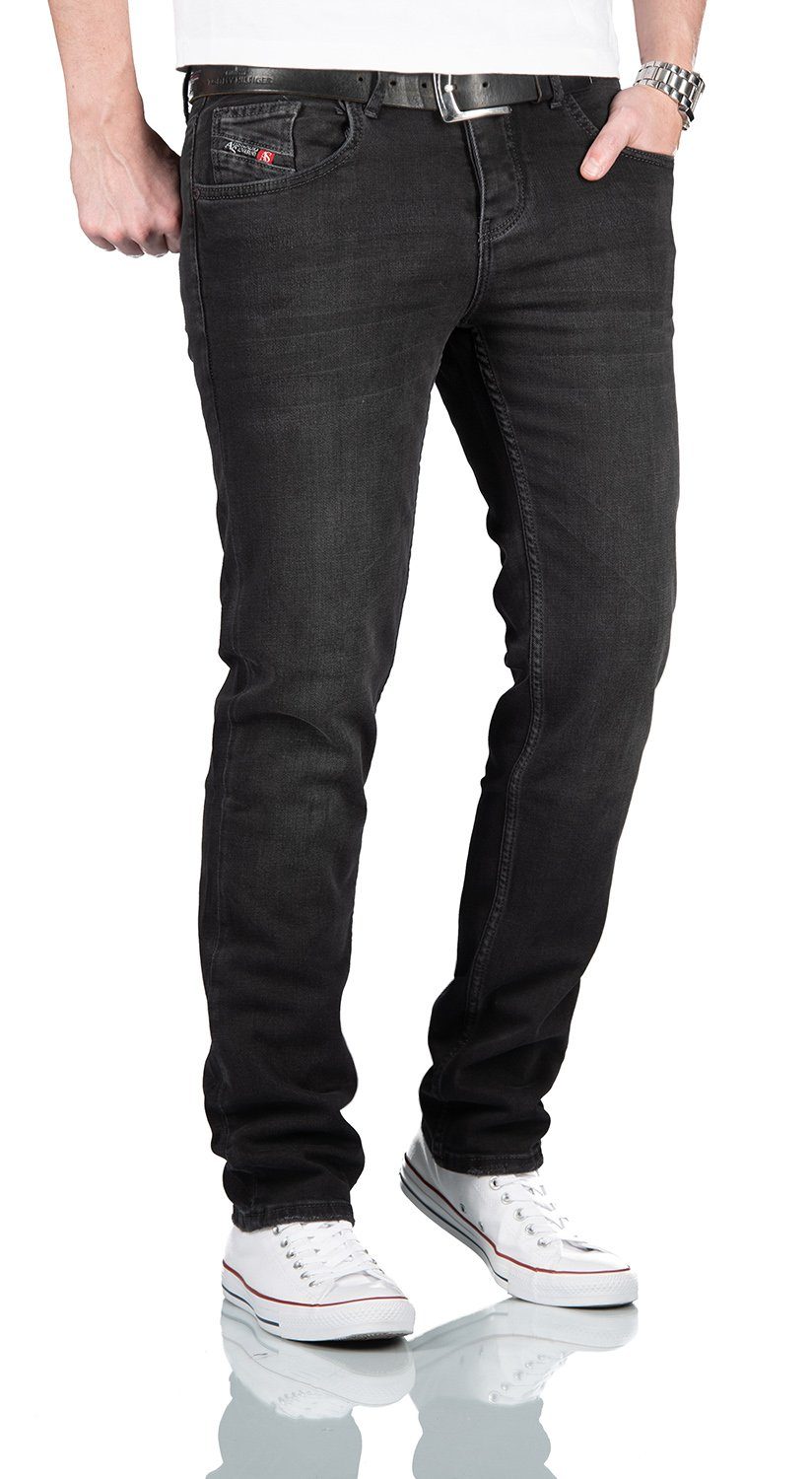 Alessandro mit Schwarz ASArcilio Salvarini Knopfleiste Straight-Jeans