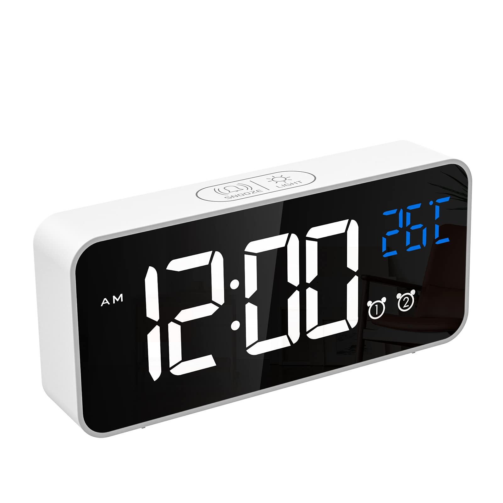 Wecker Digital Wecker, LED Temperaturanzeige, USB, 2 Alarmen, Sprachsteuerung