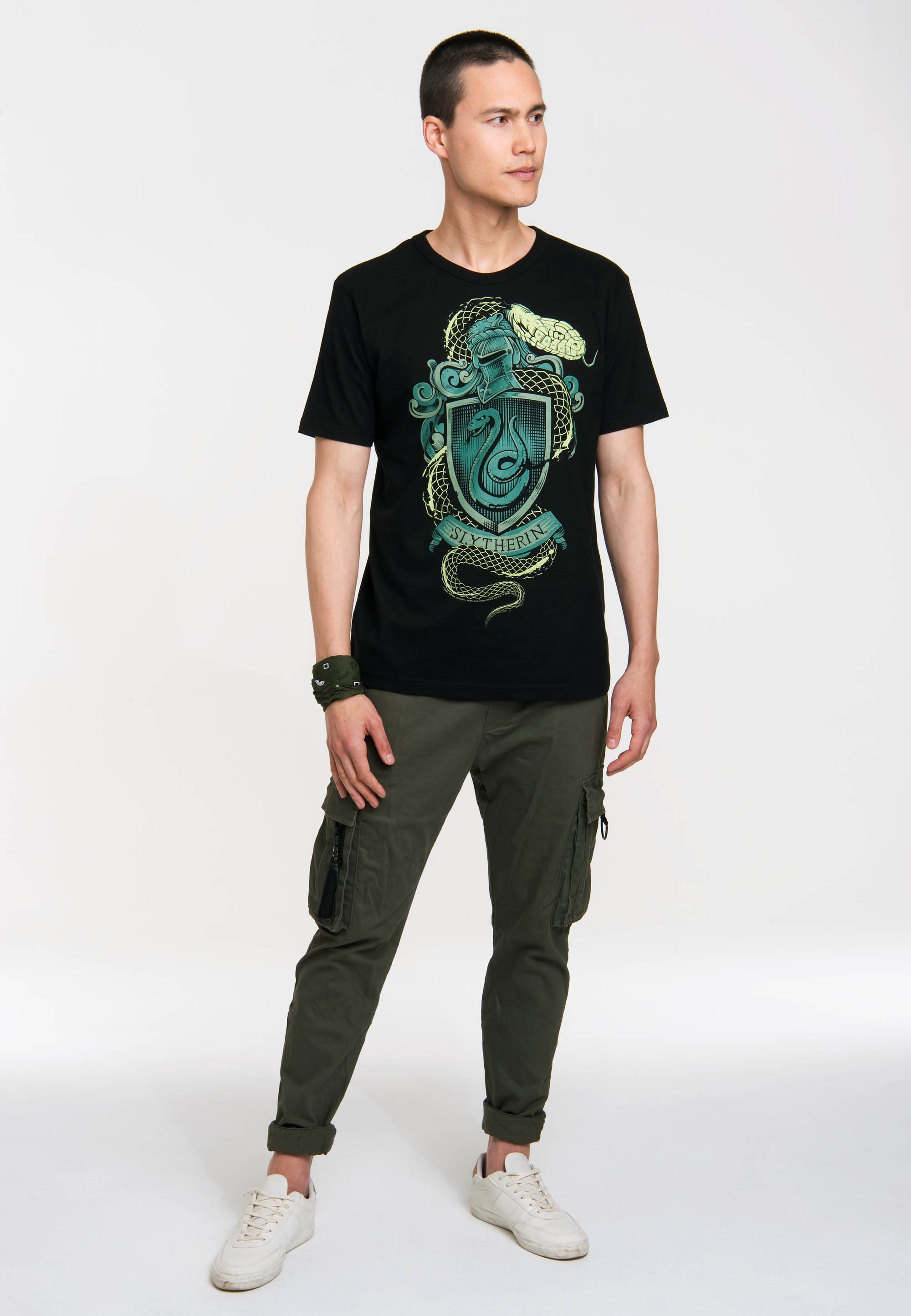 LOGOSHIRT T-Shirt Slytherin Logo mit coolem Frontdruck
