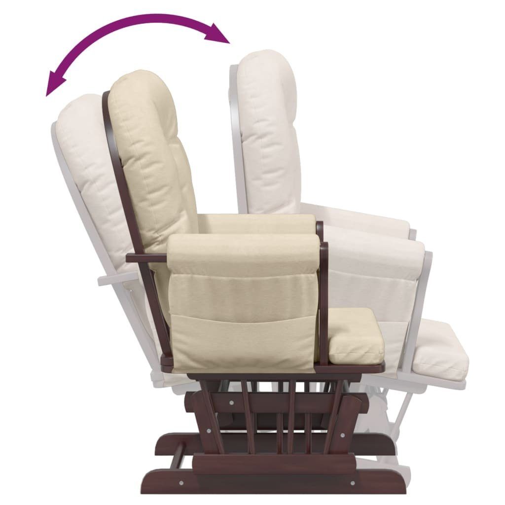 Stoff Hocker braun mit | St) Creme Gleitend vidaXL Schaukelsessel und (1 Schaukelstuhl braun Creme Cremeweiß und