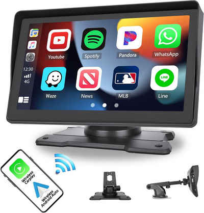 Hikity 12V-26V 7 Zoll drahtloses Carplay Digitales Multimedia Display Tragbar PKW-Navigationsgerät (TF USB Mirror Link, GPS-Bluetooth)