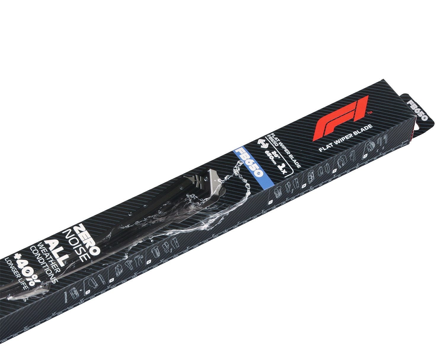 Formula 1 Scheibenwischblätter F1 FB650 Wischerblatt 650mm Scheibenwischer, vorne, (Packung), 26" Flachbalkenwischer Spoiler Multi Adapter-System Fahrer Beifahrer