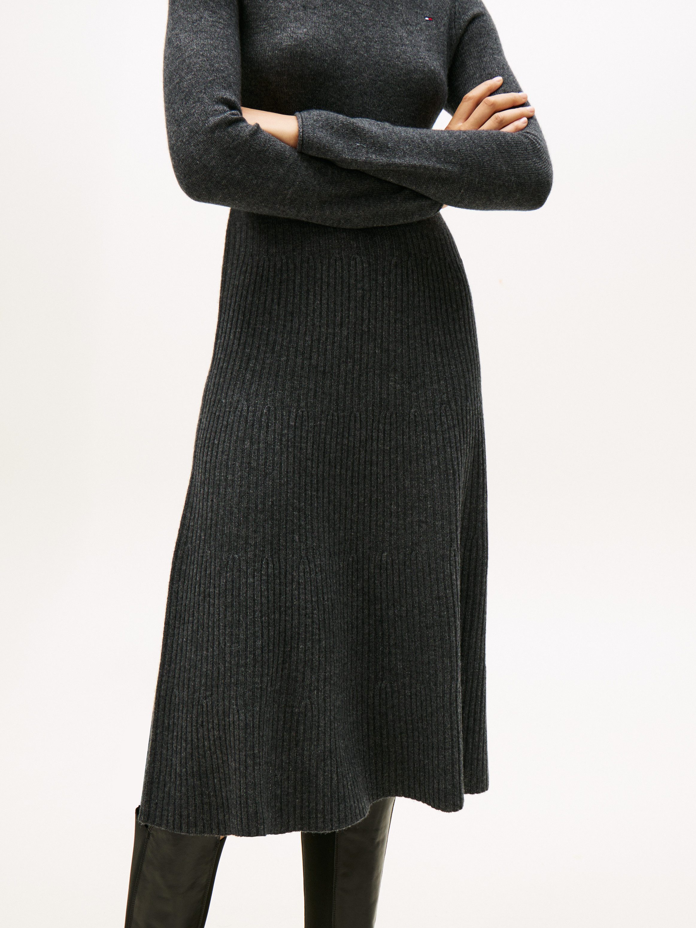 Tommy Hilfiger Strickkleid SOFT WOOL LS MOCK-NK SWT DRESS aus reiner Wolle