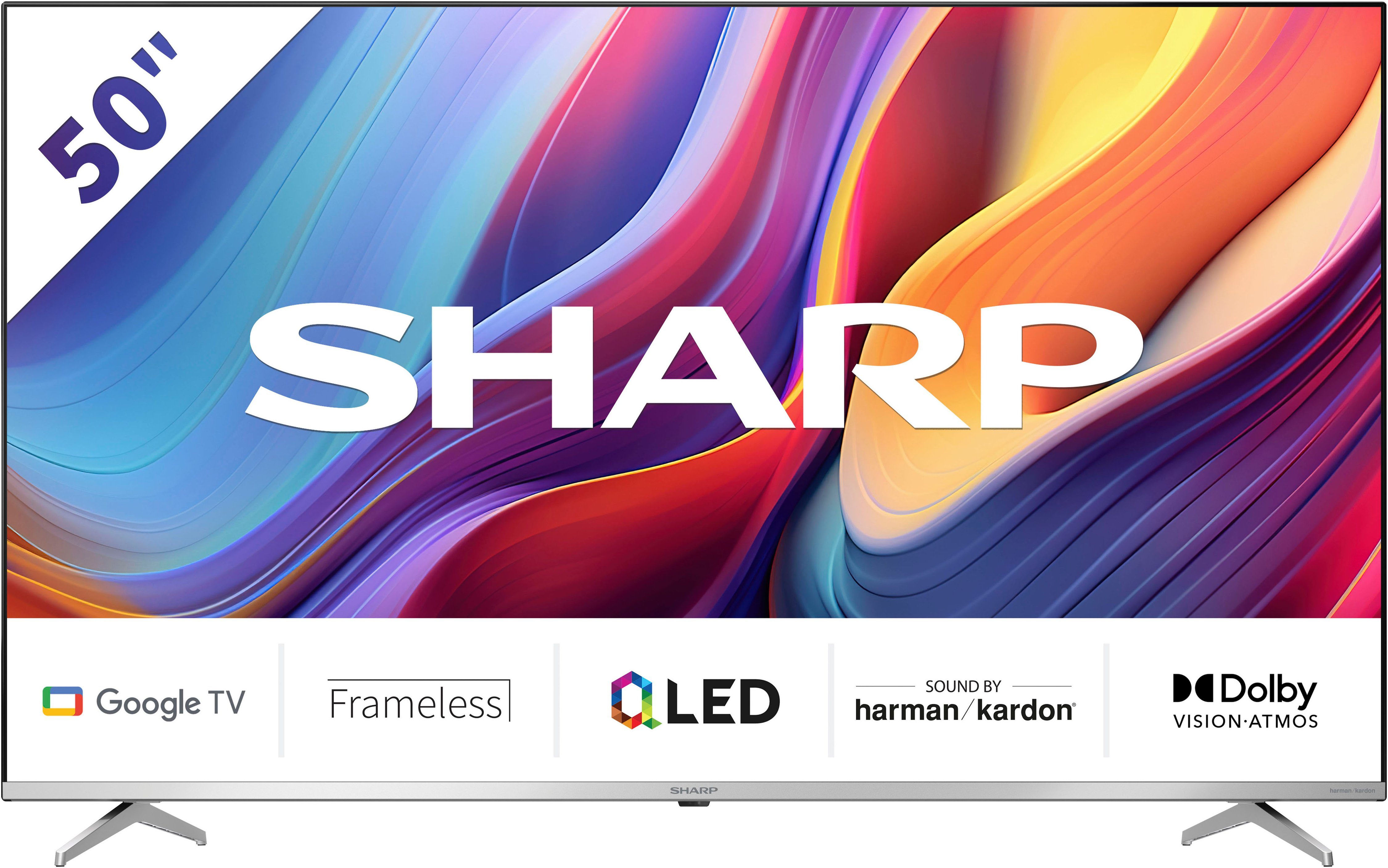 Sharp 4T-C50GP_ QLED-Fernseher (126 cm/50 Zoll, 4K Ultra HD, Google TV, Smart-TV, Quantum Dot, QLED, Dolby Atmos, Dolby Vision, HDMI 2.1 mit eARC)