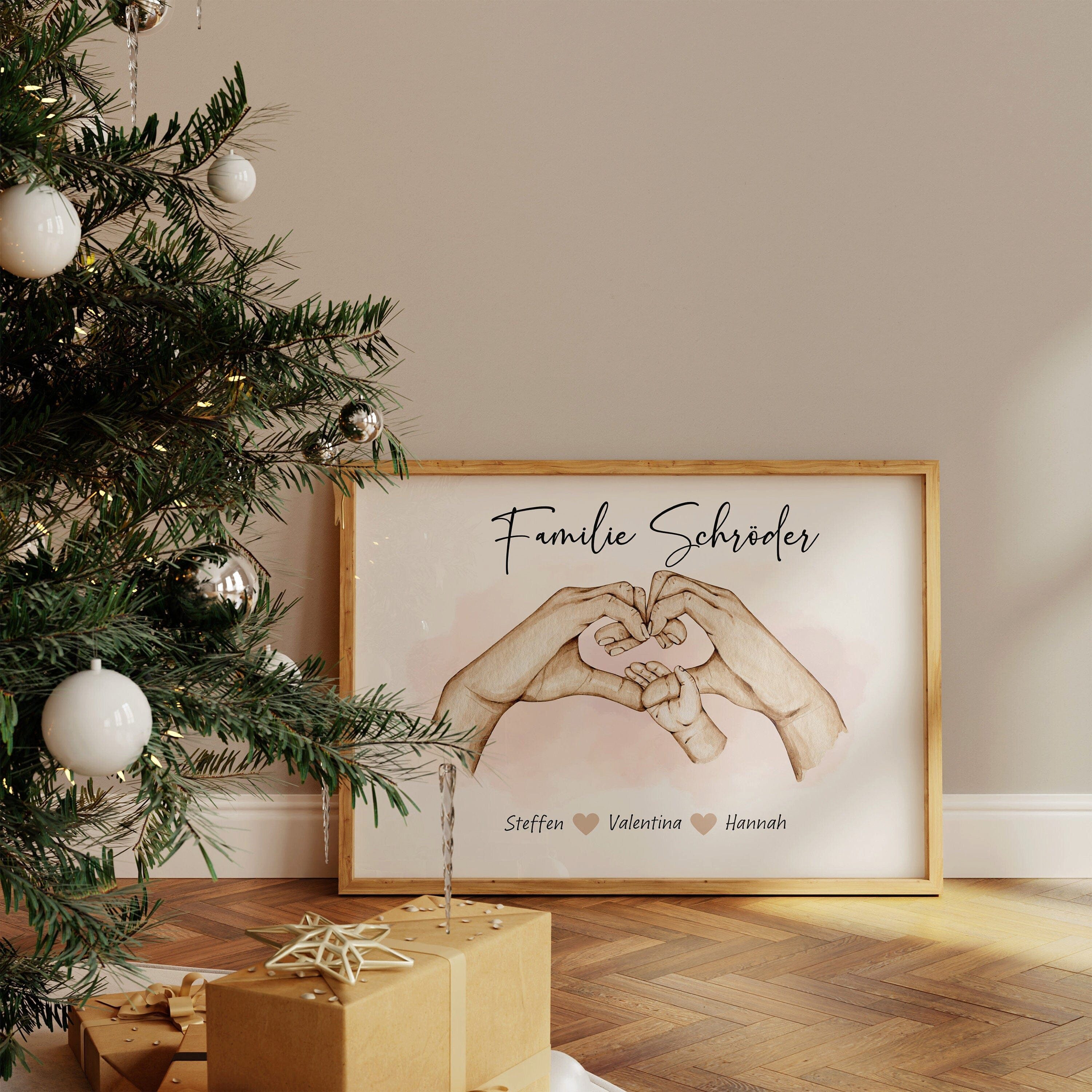 JUSTGOODMOOD Poster Familien Personalisiert Geschenkidee Personalisierte Namen Herz Verbun, Paar (1 St)