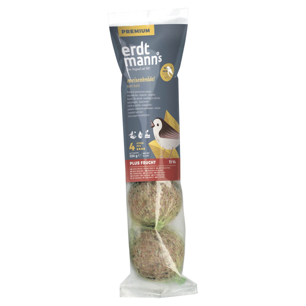 Erdtmann's 4 Meisenknödel PLUS FRUCHT mit Netz 350 g, für: Vogel von Erdtmann's