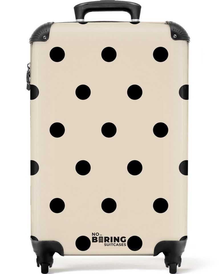 NoBoringSuitcases.com© Hartschalen-Trolley Beigefarbener Hintergrund mit schwarzen Punkten 55x35x20cm, Reisetasche mit Rollen, Koffer Handgepäck Flugzeug