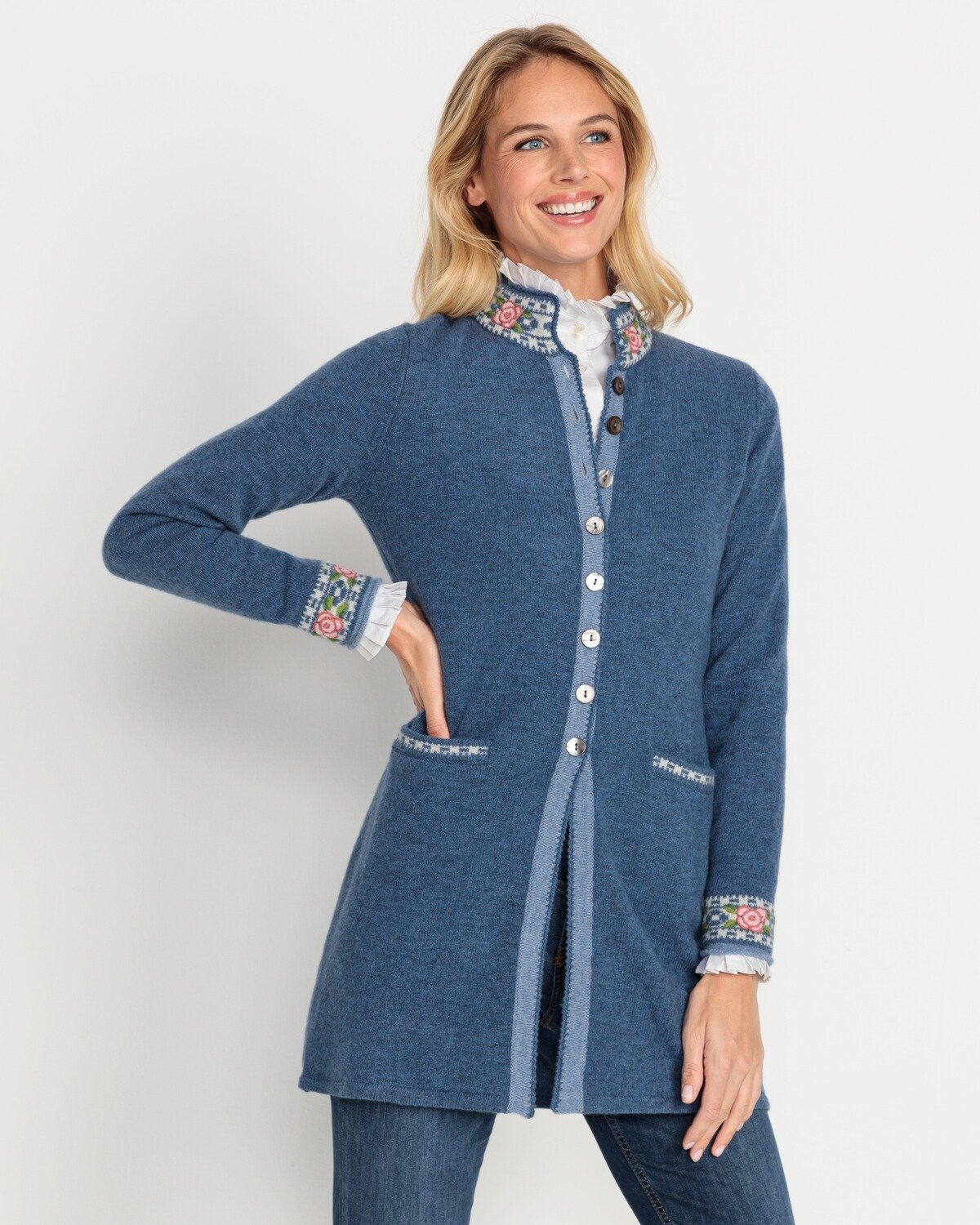 Reitmayer Strickjacke Lange Strickjacke mit Jacquard-Muster – Bild 5 von 5