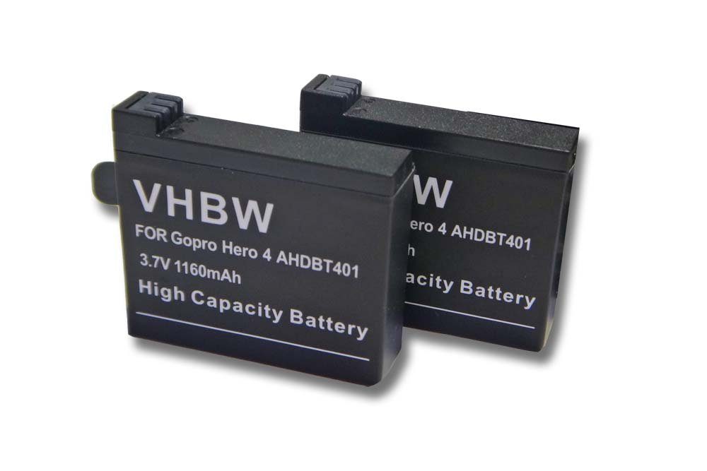 vhbw kompatibel mit GoPro HD Hero 4 Black Edition Music, 4 + Plus, 4 Black Kamera-Akku Li-Ion 1160 mAh (3,7 V)