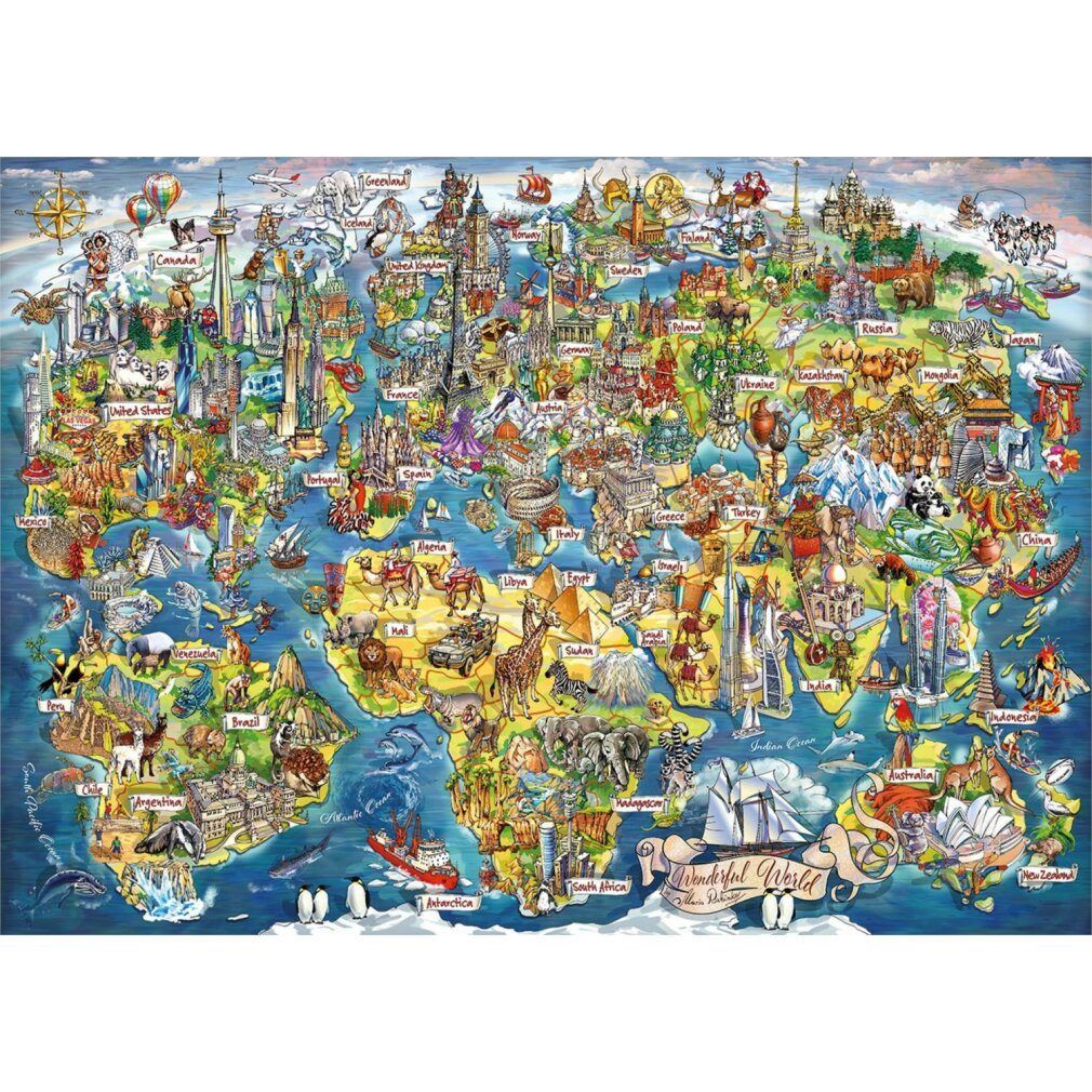 GIBSONS Puzzle Puzzle Wunderbare Welt 1000 Teile, Puzzleteile