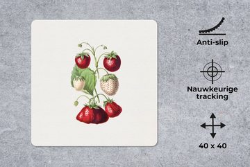 MuchoWow Gaming Mauspad Erdbeeren - Pflanze - Frucht (1-St), Mousepad mit Rutschfester Unterseite, Gaming, 40x40 cm, XXL, Großes