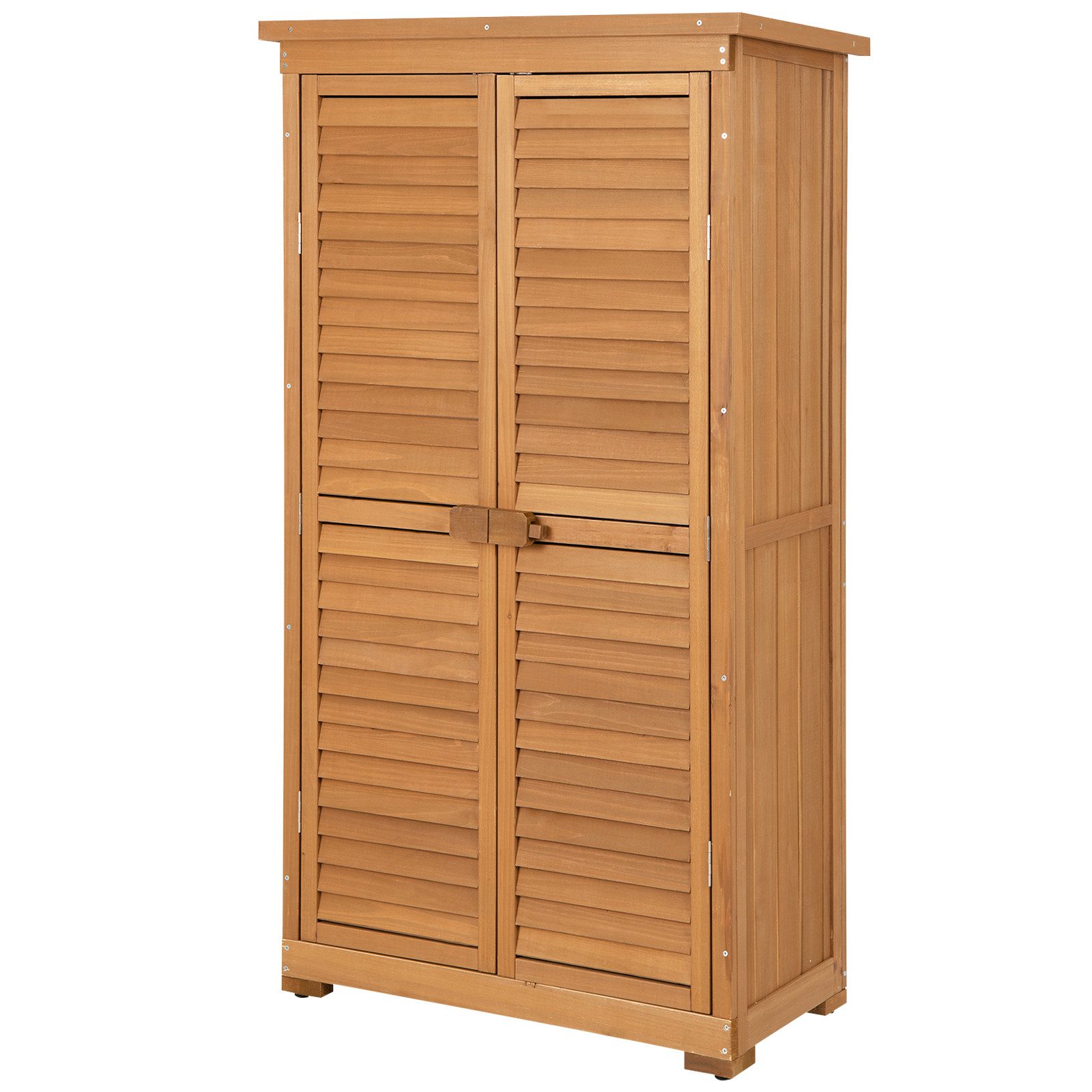 COSTWAY Garten-Geräteschrank, BxT: 87x47 cm, Gartenschrank, Holzschrank, mit 3 herausnehmbaren Regalen