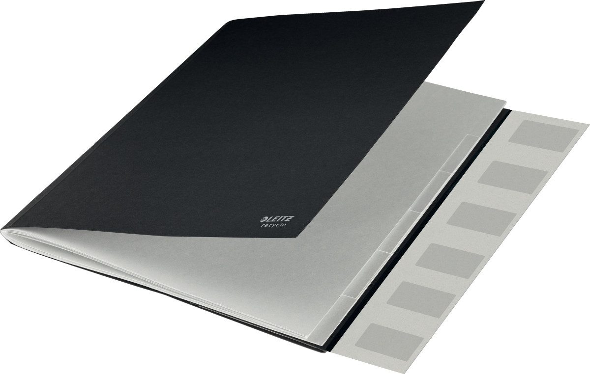 LEITZ Organisationsmappe Ordnungsmappe Recycle A4 6 Fächer Karton schwarz