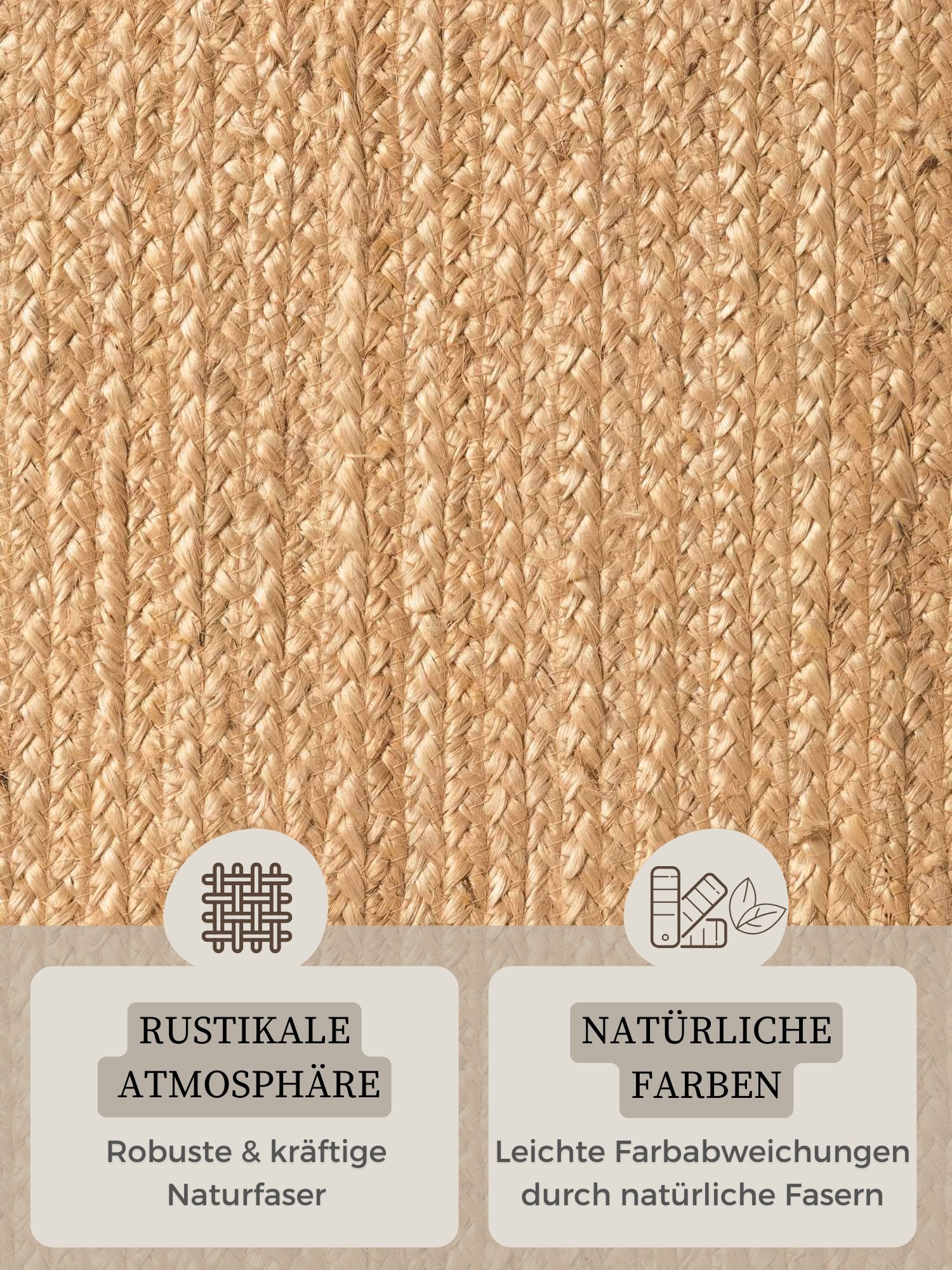 HANSE Home Teppich Rangpur Juteteppich, in rund und oval, oval, Höhe: 10 mm, handgewebt, 100% Jute, Natur, Wohnzimmer, Flur, Boho, Skandi