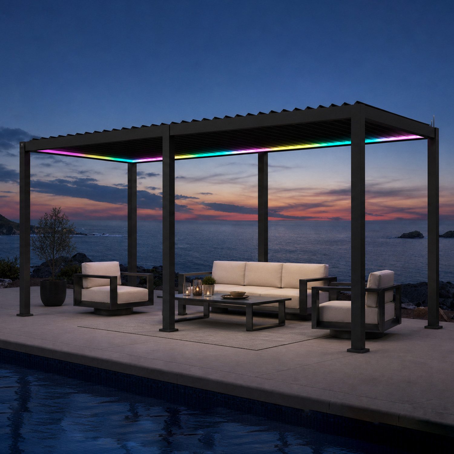 Mirador Pergola 111DA Elektrische Pergola mit Lamellendach, BxTxH: 300x600x250 cm, (Packung, 1-tlg), LED-Beleuchtung und App-Steuerung