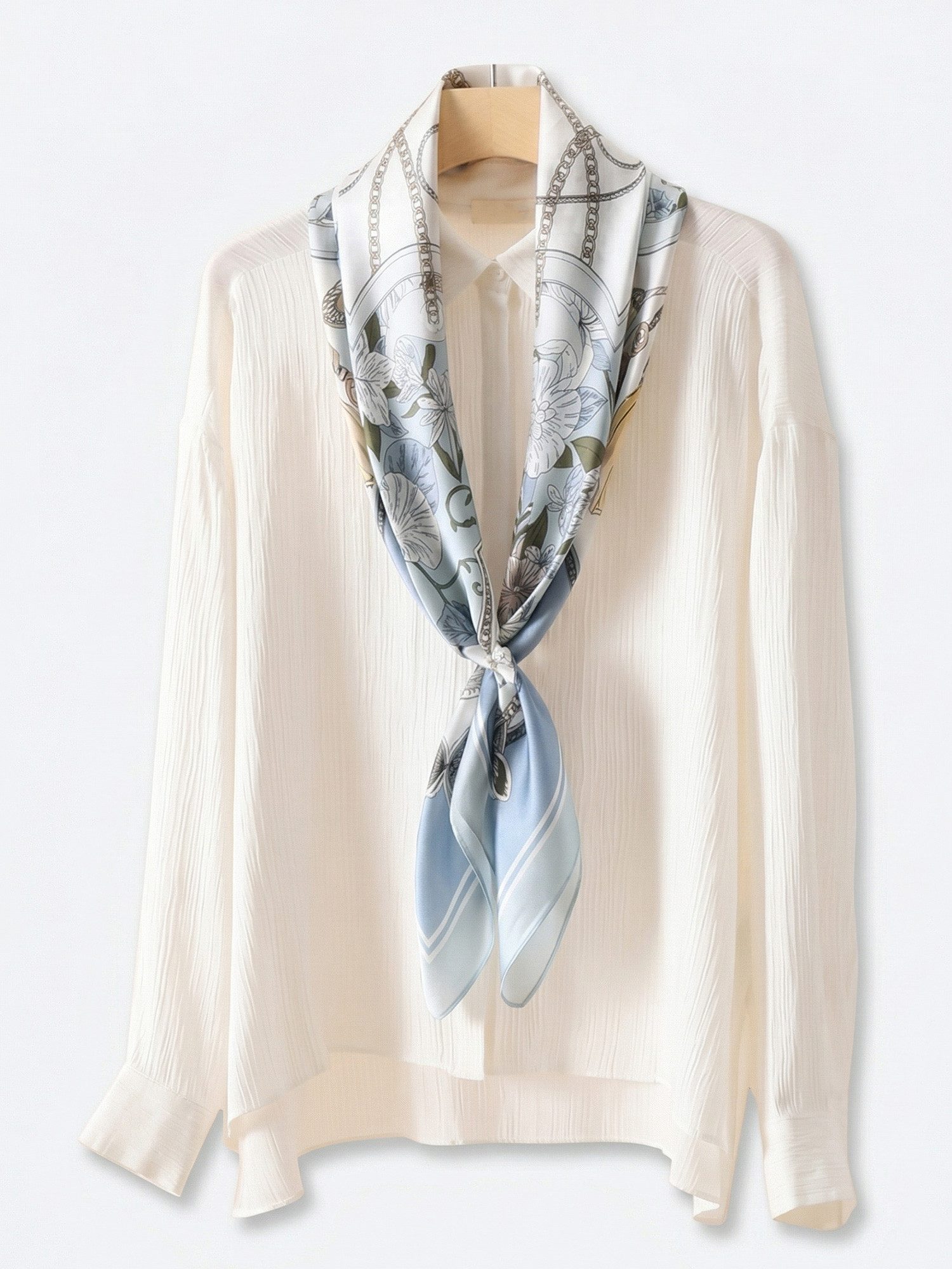 Vivi Idee Seidenschal 100% Maulbeerseide Seidenschal Blütenornament, Quadratisches 88x88 cm, bedrucktes Seidenschal