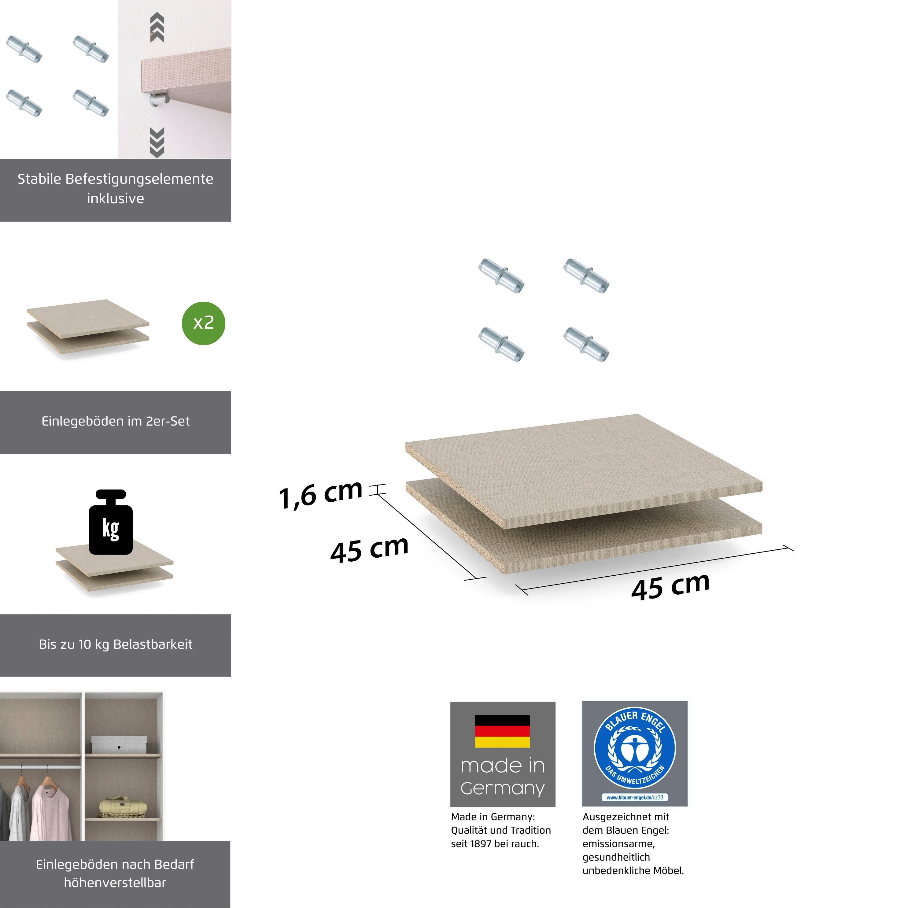 rauch Einlegeboden Zubehör, 2er Set 45 cm für Schränke Voyager, Nabila, Narai, Shinjo und Nagata