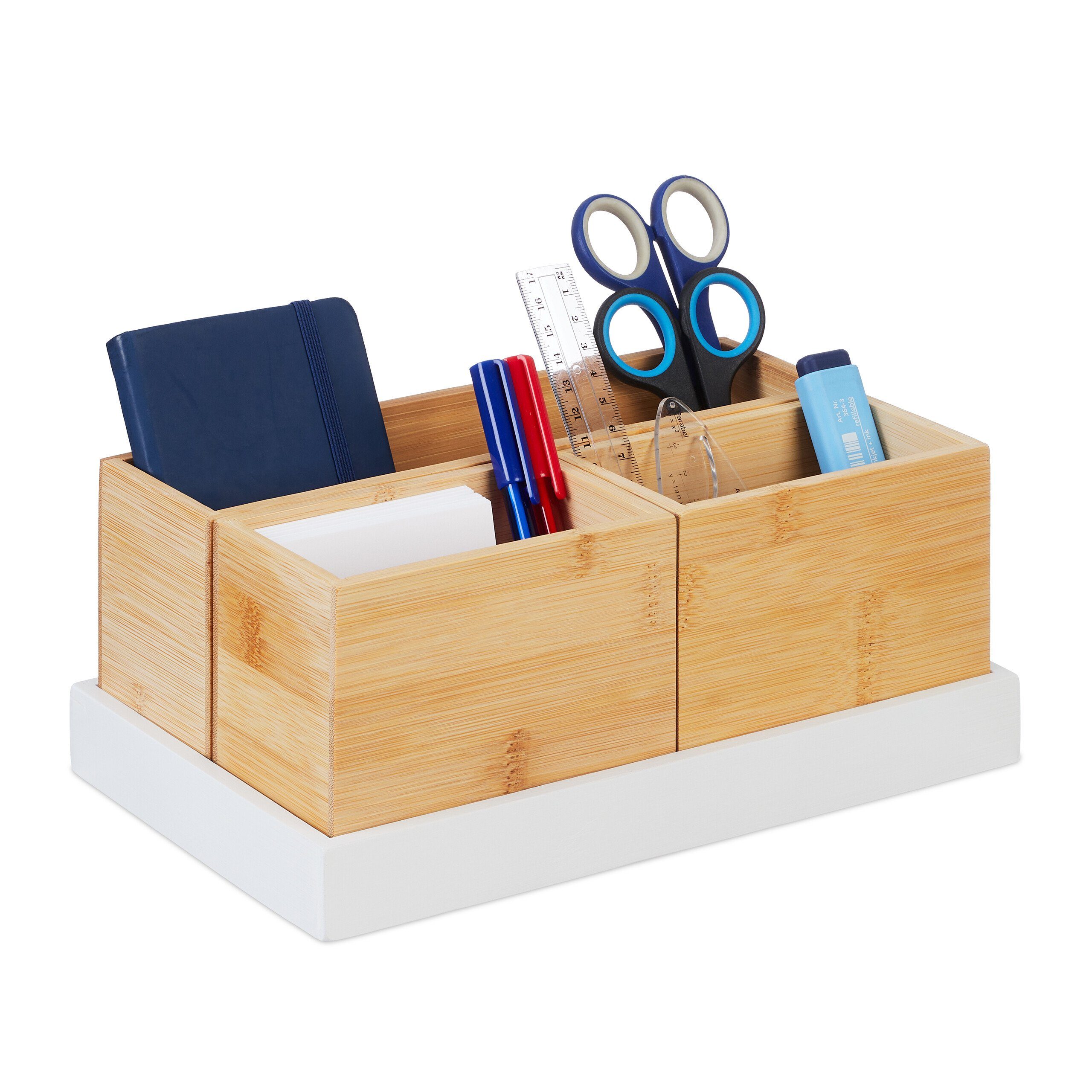 relaxdays Organizer 4-tlg. Bambus Organizer Set