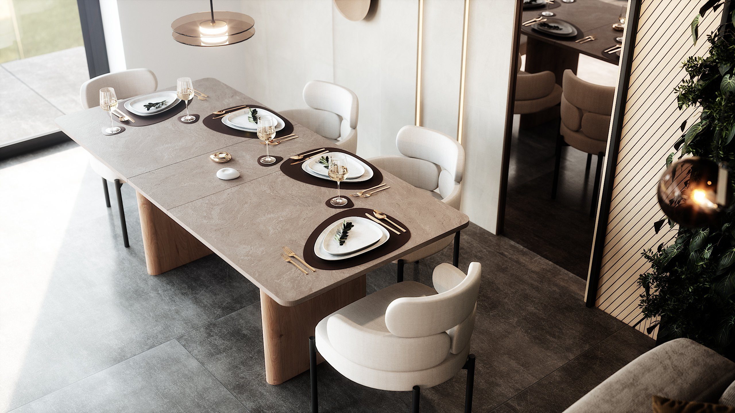 Newroom Esstisch Vilo, ausziehbar bis 200cm Sandstein Helle Eiche Küchentis günstig online kaufen