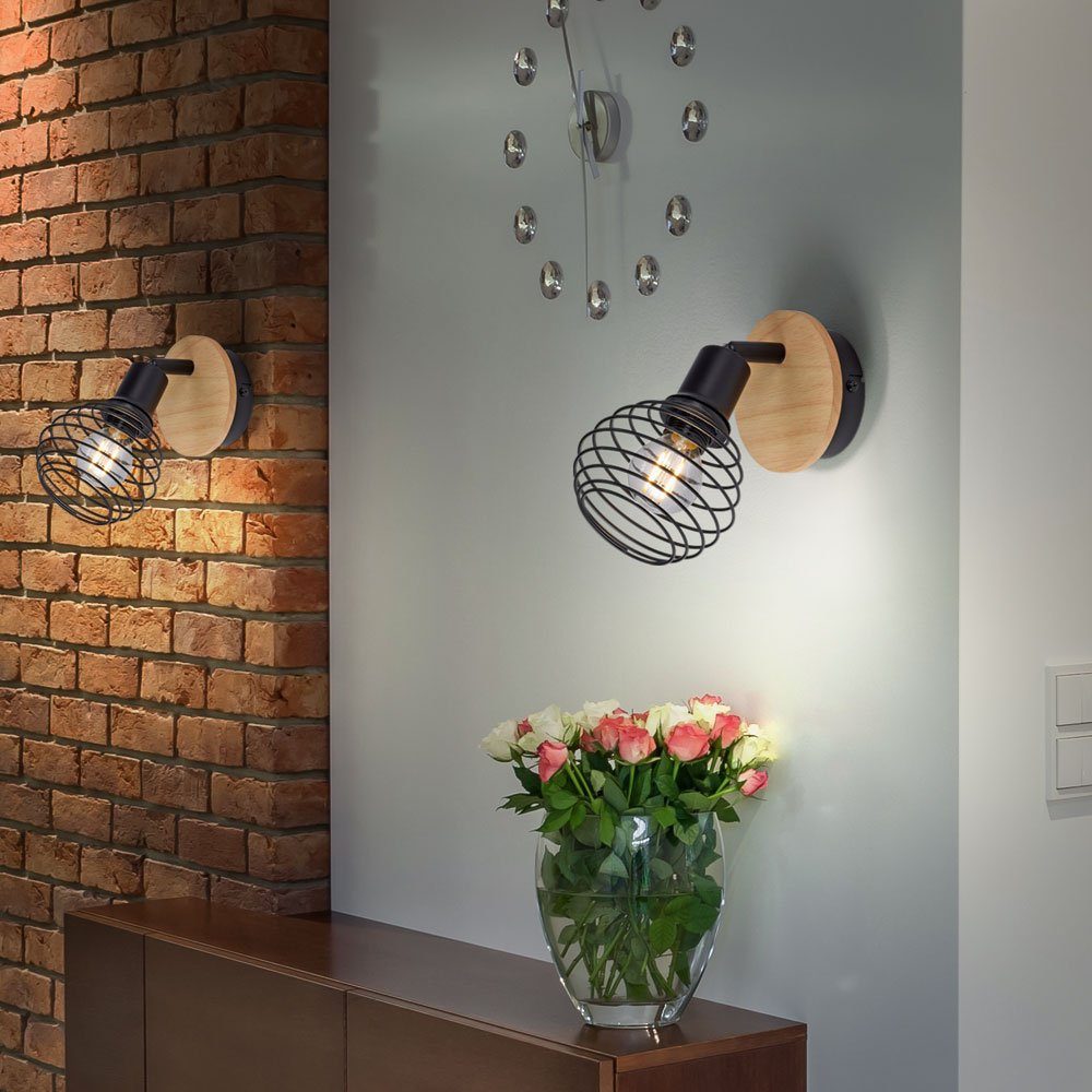 etc-shop Wandleuchte, Wandlampe Holzleuchte inklusive, Leuchtmittel Spot Wandleuchte nicht Retro